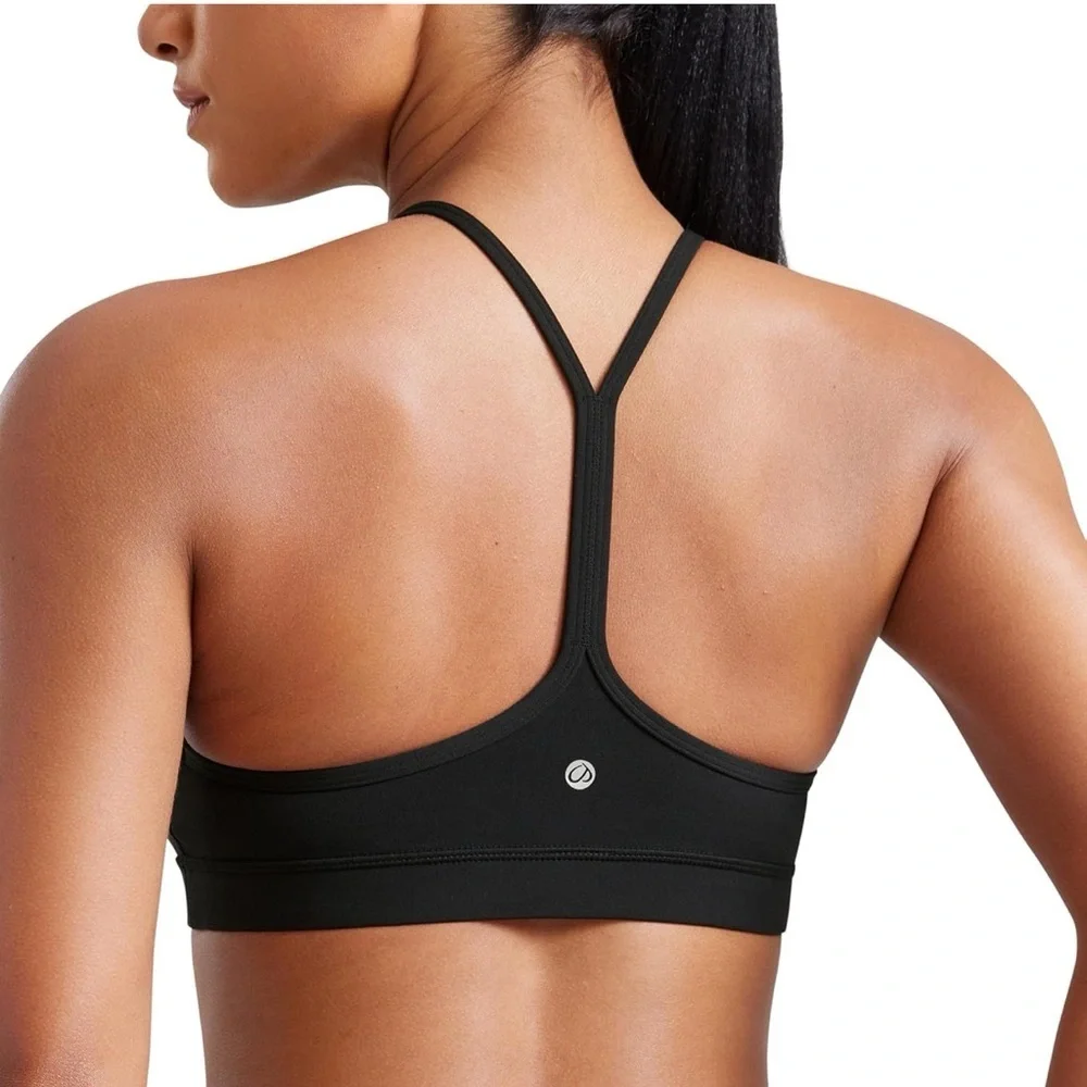 CRZ Yoga Butterluxe Y Back Sports Bra Padded Racerback Black Medium NWT